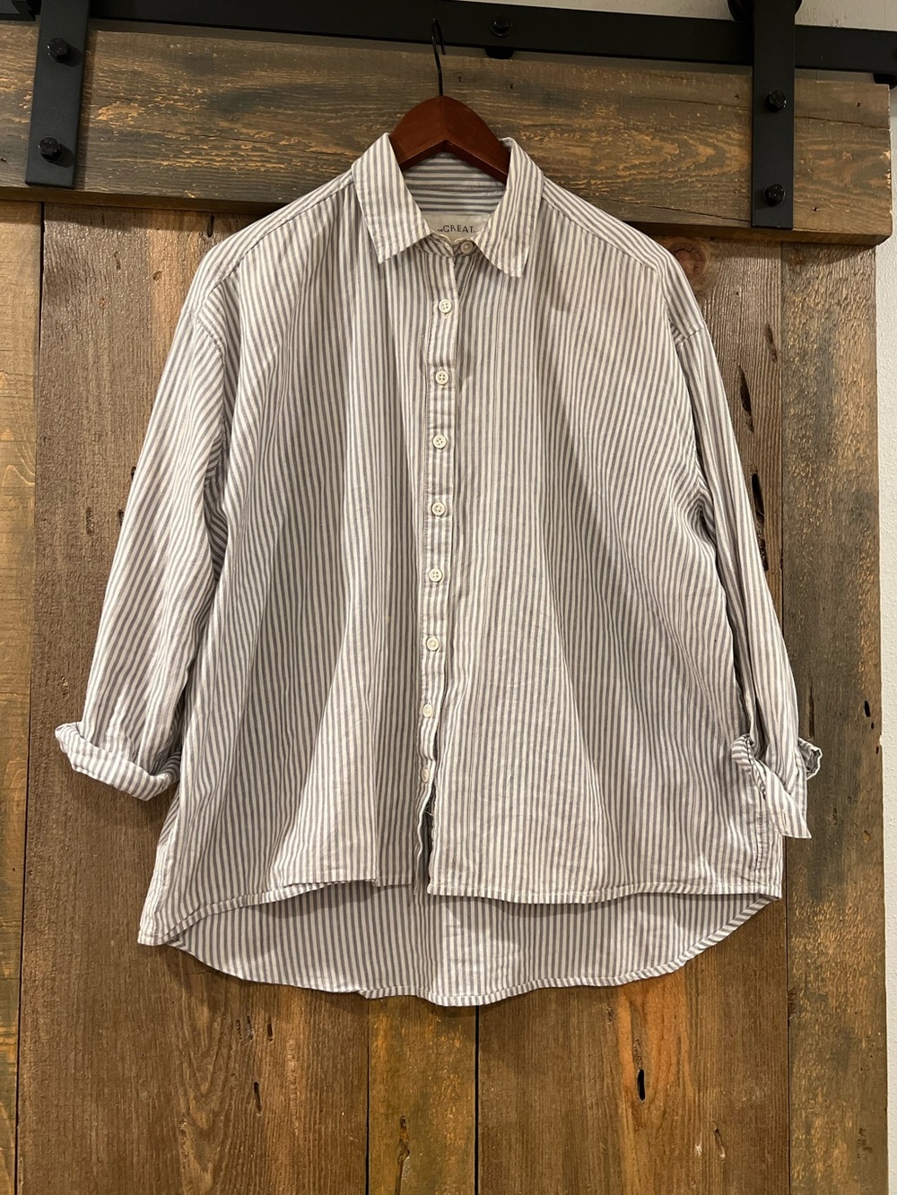 THE GREAT. Relaxed Fit Long Sleeve Button Down Shirt Top - Size 1 (Small)